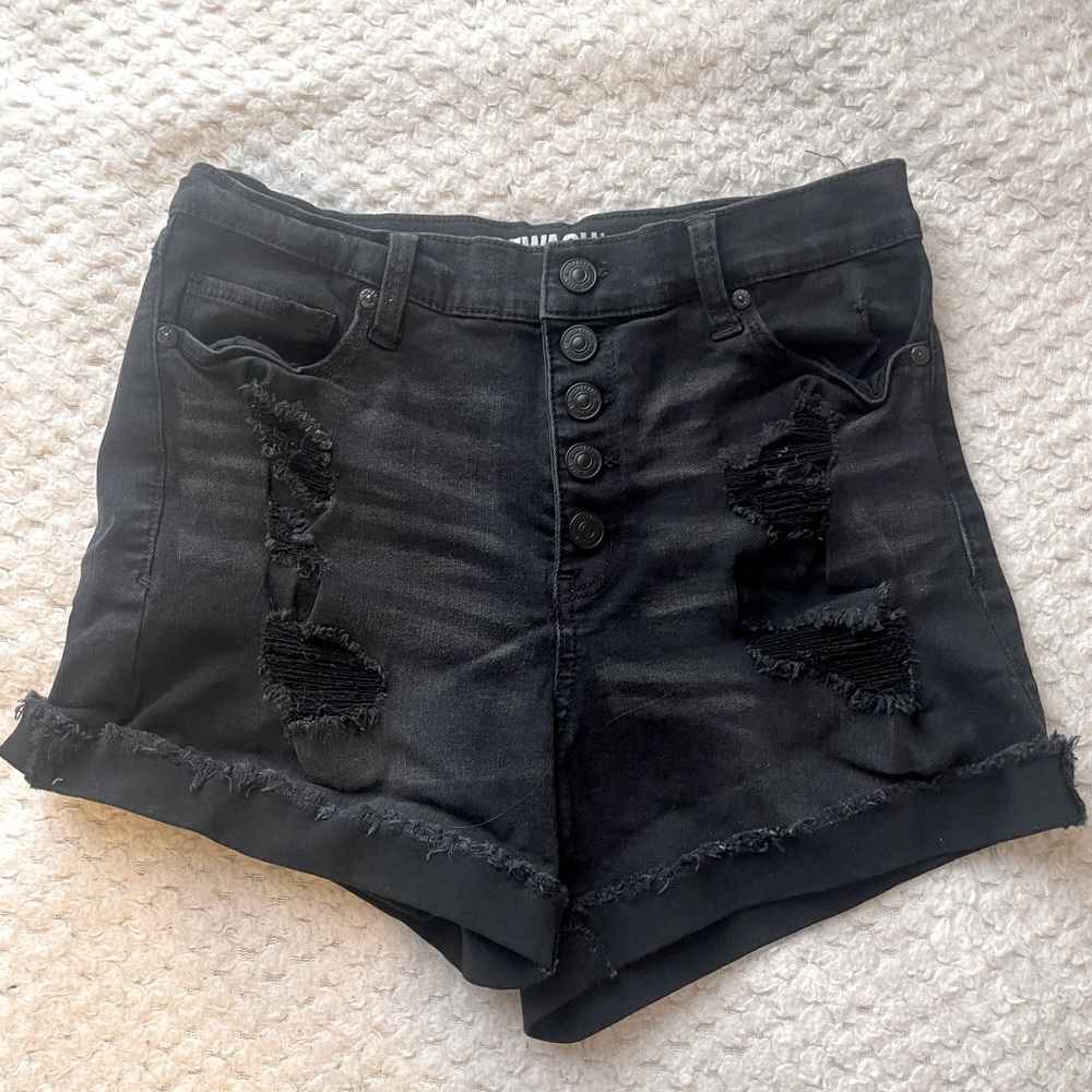 black ripped shorts